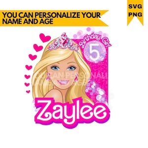 Geburtstagskind personalisierte benutzerdefinierte Mädchen T-Shirt PNG, Baby Girl Happy Birthday PNG SVG, 7., 8., 9., 6., 5., 4. Geburtstag