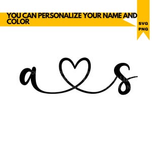 Könnte beinhalten: Ein schwarz-weißes Grafikdesign der Buchstaben "a" und "s", die durch eine Herzform verbunden sind.