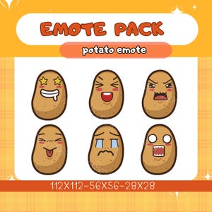 Twitch Emote Potato Pack, 6Cute Potato,Funny, Potato Emote,Twitch Emote,Instant Download/Ready to Use (transparent) ,Twitch-Digital Download