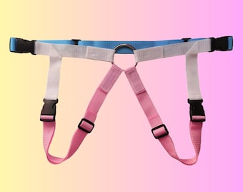Trans Pride Flag StrapOn Hip Harness - Adaptive & Adjustable