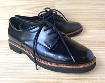 Zwarte leren dames veterschoenen, maat 38