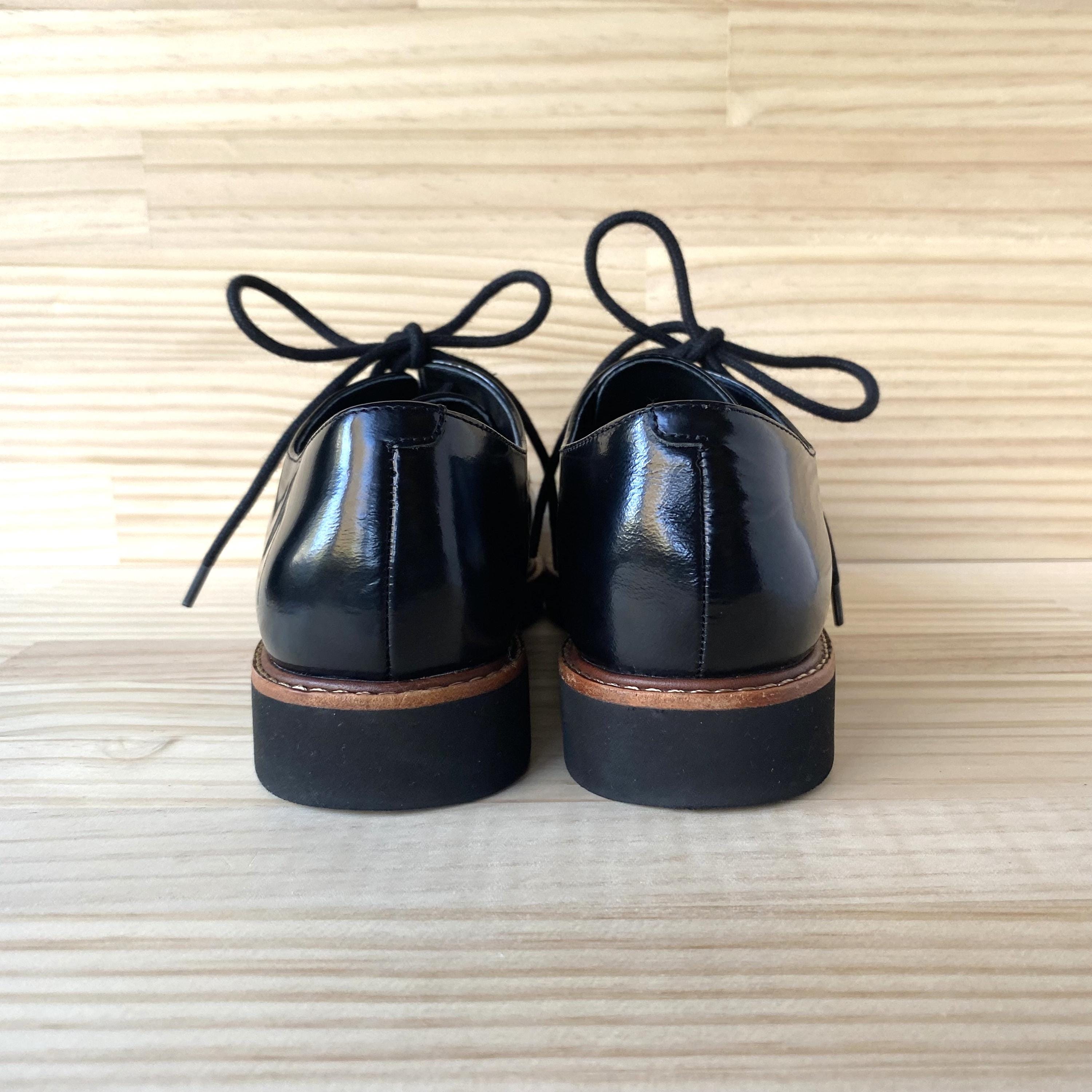 レディース ブラックレザー レースアップシューズ サイズ37 - Etsy 日本