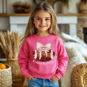 Custom Football Coquette Bow Sweatshirt, Football Kids Sweatshirt, Game Day Team Shirt, Cute Bow Girls Team Sweatshirt, Team Spirit