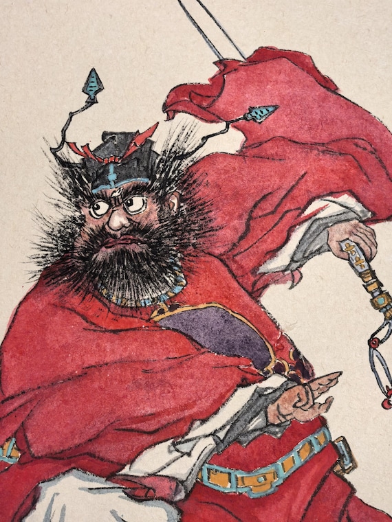 Zhong Kui Painting: Handmade Chinese Ink Art, Guardian of Strength