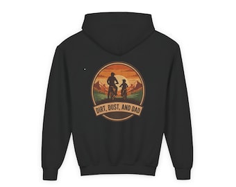 Sweat à capuche Dirt Dust and Dad | Sweat à capuche pour motocross pour enfant | Sweat enfant moto tout terrain
