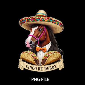 Taco divertido de carreras de caballos PNG, Caballo vintage del Cinco de Derby PNG, Fiesta del Derby de carreras de caballos PNG, Fiesta del Cinco de Mayo PNG descarga sublimación