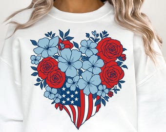 Hjärtblommigt glitter USA-png, preppy amerikanskt blommigt png, USA 1776-png, 4 juli-stjärnor i rand, flickigt amerikanskt kokett-png, patriotiskt png