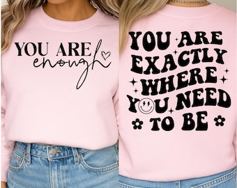 You Are Enough SVG PNG Retro Groovy Inspirational Svg Positive Quote Svg Positive Motivational Svg Self Love Svg Mental Health Svg