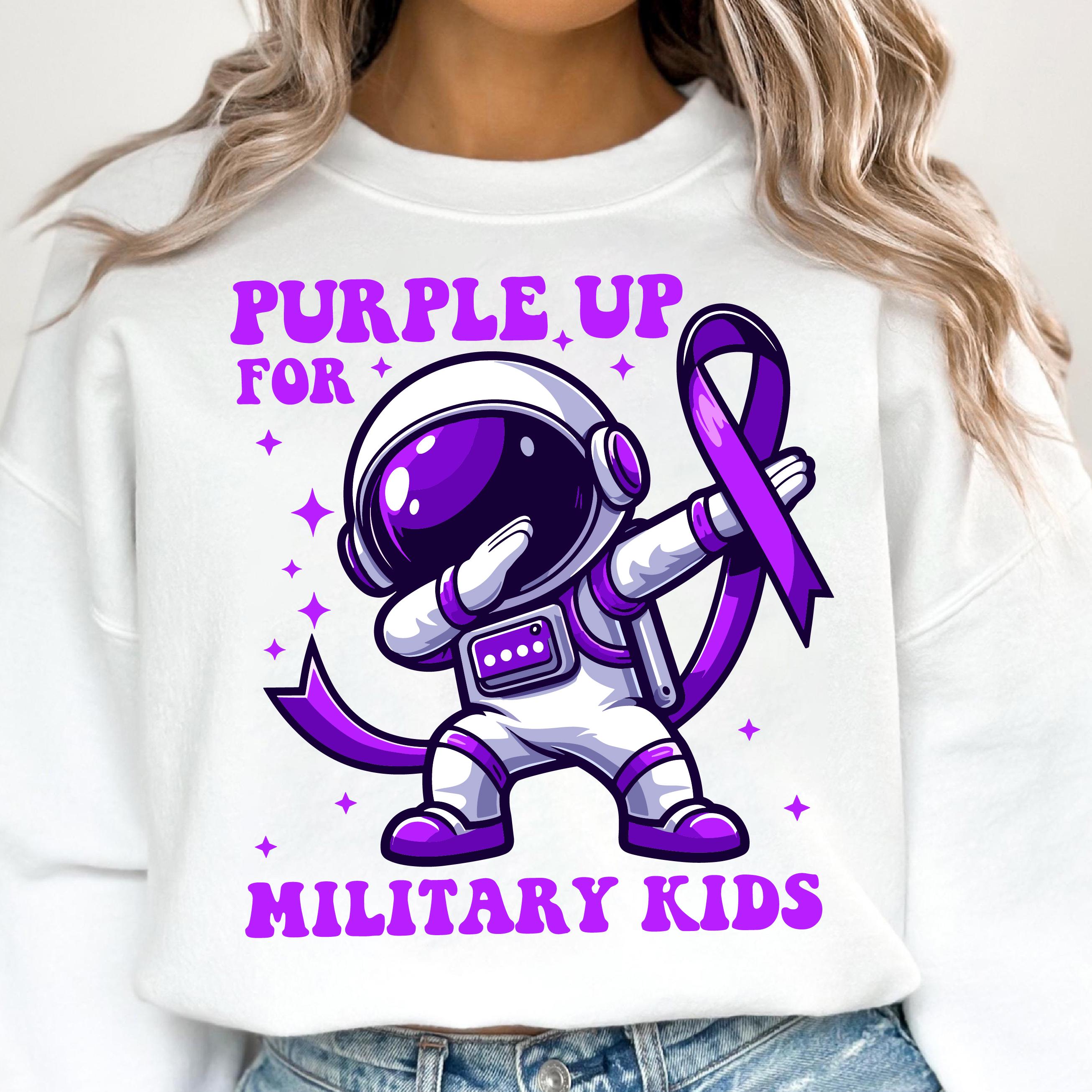 Purple Up For Military Kids April US Flag T-Shirt - Women's Leopard Rainbow Graphic Tee