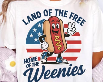 4 de julio: Tierra de la Libertad, Hogar de las Salchichas (Png), Perro Caliente Estadounidense (Png), Diseño de Camiseta del Día de la Independencia, América Patriótica Retro
