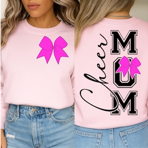 Cheer Mom SVG PNG Game Day Cheerleader Cheer Competition Shirt Design , Cheerleader mom Coquette Bow png download