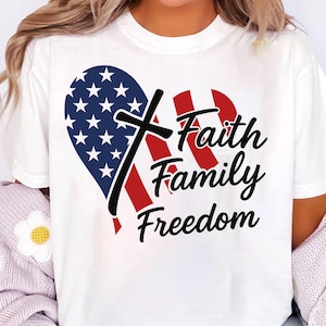 Faith Family Freedom SVG PNG, Heart Christian Patriotic 4th Of July svg ,Fourth Of July Png, Independence Day Png, God Bless America