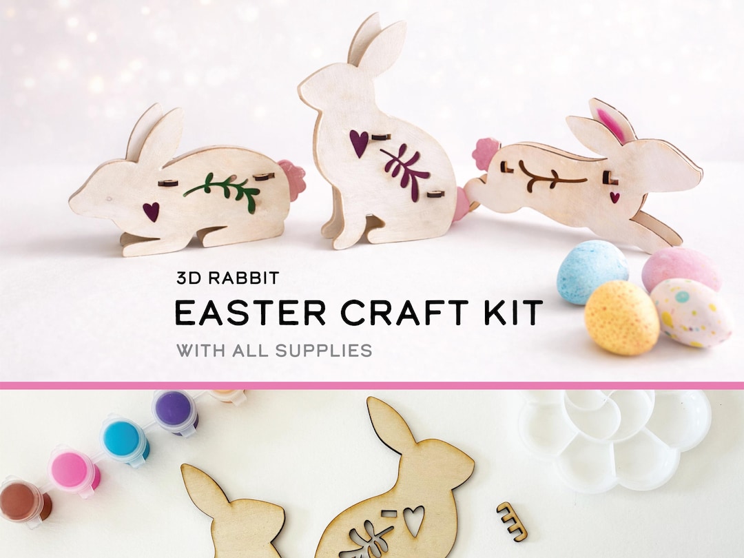 DIY Easter Bunny Craft Kit for Kids | Wooden Easter Basket Stuffer - Etsy
