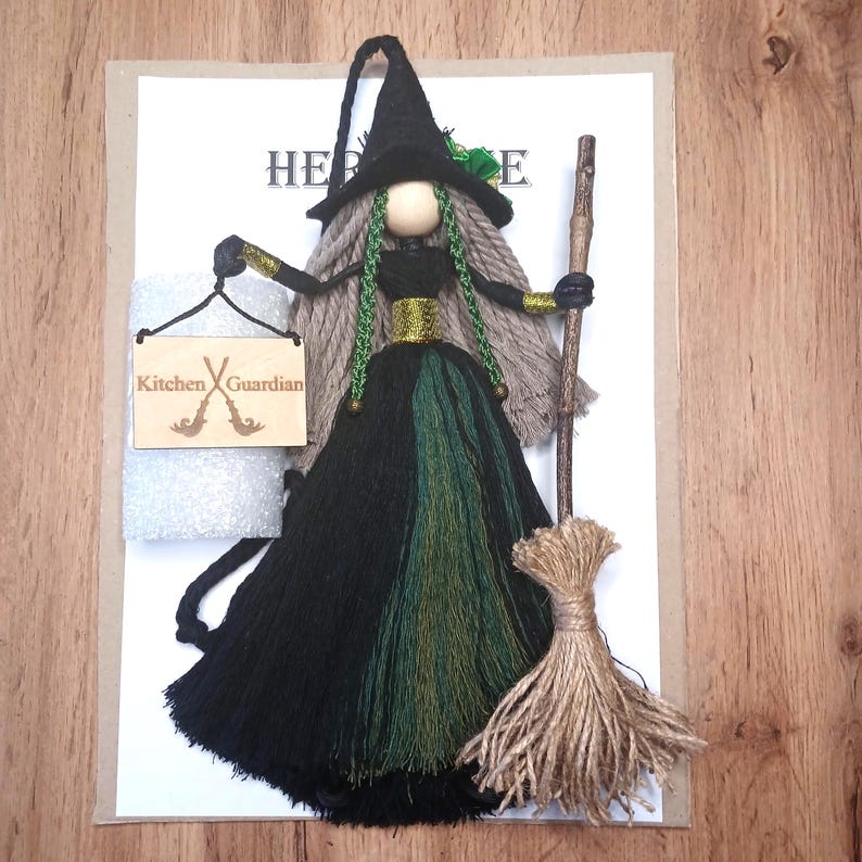 Norse Pagan Viking Gifts, Whimsigoth Decor Kitchen Witch Doll & Yule Decor image 17