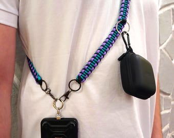 Aangepaste crossbody-telefoonriem – handgeweven paracord-sleutelkoord voor iPhone en camera
