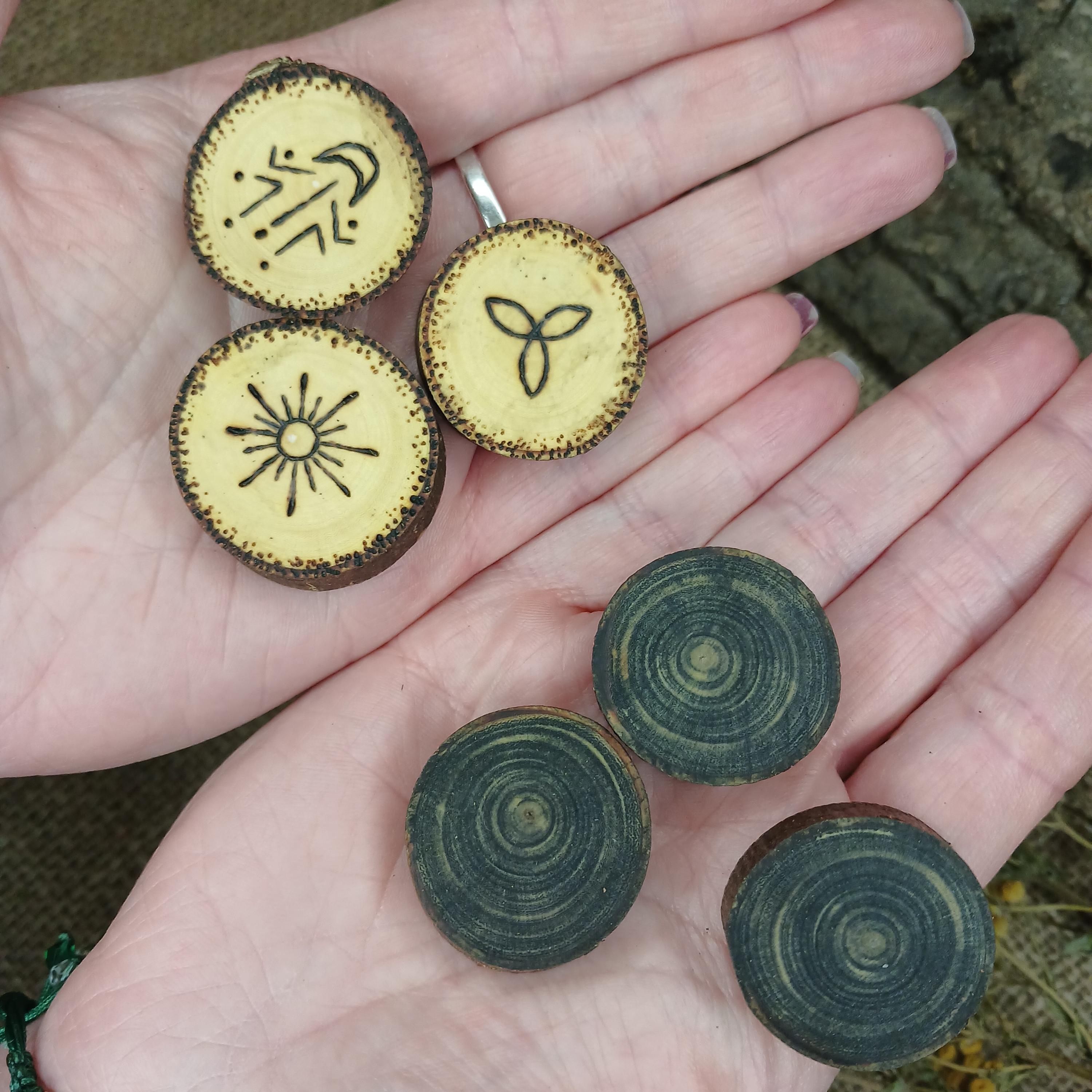 Basic Witch Runes 13 Witch Runes Set and Grimoire, Maple Wood Divination Tools, Wiccan ...