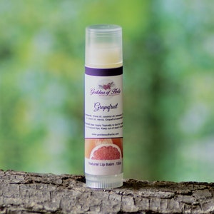 Grapefruit Lip balm, .15 oz natural lip balm, chapped lips, healing lip balm, chapped lip remedy, goddess of herbs