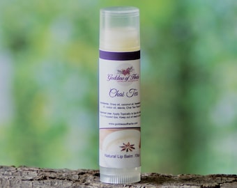 Chai Tea Lip balm, .15 oz natural lip balm, chapped lips, healing lip balm, chapped lip remedy, goddess of herbs