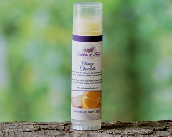 Balsamo labbra all'arancia e cioccolato, balsamo labbra naturale da 15 oz, benessere olistico, erbe del benessere, ingrediente naturale, crema idratante per labbra, prodotto per labbra
