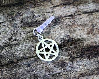 Pentacle Dust Plug, ON SALE 50% OFF, cell phone charm, pentacle phone charm, phone plug protector, Best Gift,  Metaphysical Healing