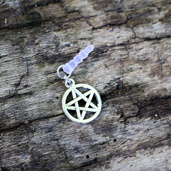 Pentacle Dust Plug, ON SALE 50% OFF, cell phone charm, pentacle phone charm, phone plug protector, Best Gift,  Metaphysical Healing