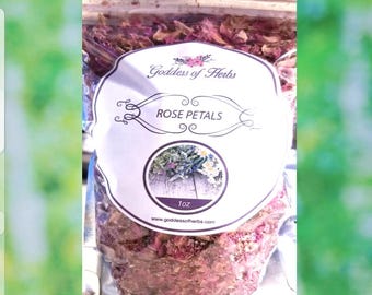 Pétalos de rosa, 1 oz secos, rosa, salud holística, hierba de bienestar, ingrediente natural