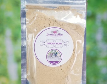 Ginger Root Powder, 1 Oz, Natural remedy, herbal remedy, alternative remedy, magickal herbs, metaphysical herbs, Goddess of herbs