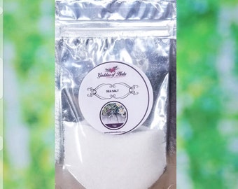Sel de mer (moulu fin), 1 oz de sel de mer, sel de mer moulu, sel de mer fin, remède à base de plantes, herbes magiques, herbes métaphysiques, déesse des herbes
