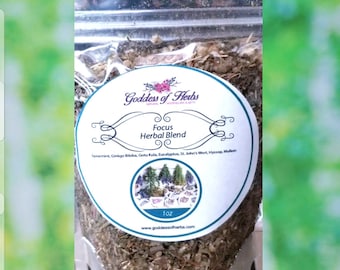 Mezcla de té de hierbas Focus, 1 oz, muestra de mezcla de té, té de hierbas, mezcla de té, bienestar holístico, hierbas para el bienestar, ingredientes naturales
