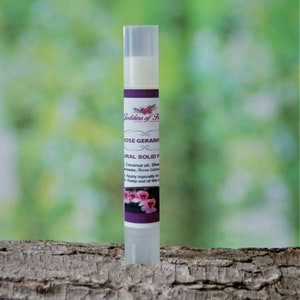 Rose Geranium Solid Perfume, .07 oz, solid perfume, natural solid perfume, best rose geranium solid perfume, perfume stick, natural perfume