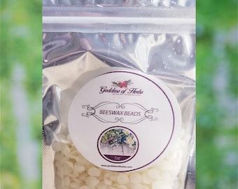 Beeswax Beads (White), 1 Oz, natural ingredient, solidfying wax, balm wax, natural wax
