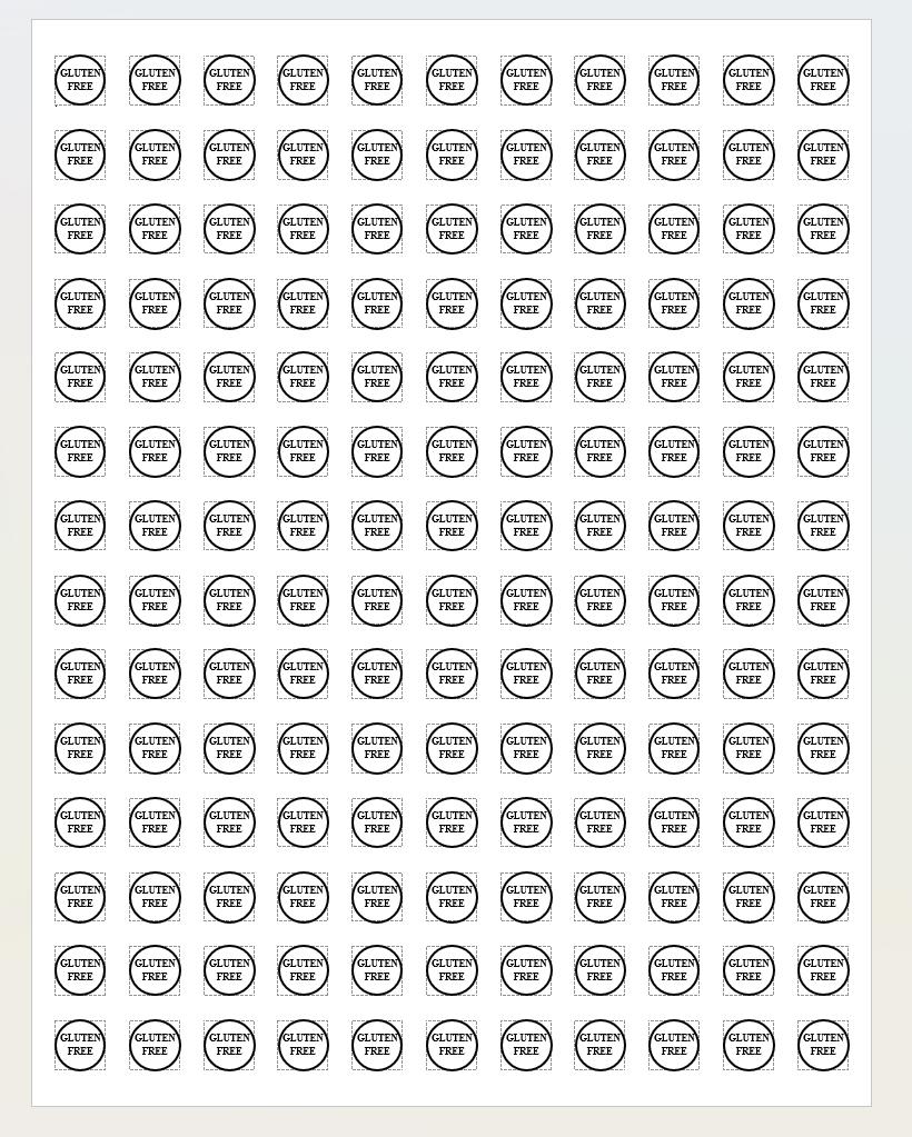 Lack Label Format BLACK Printable Gluten-free Labels Template – 154 Pre-formatted Half ...