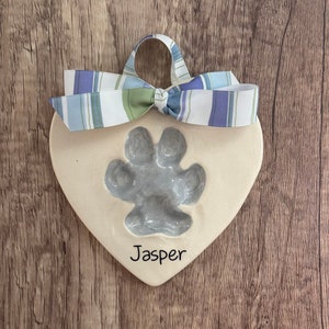Personalized Dog Paw Print Ceramic Heart Ornament: Pet Keepsake Kit
