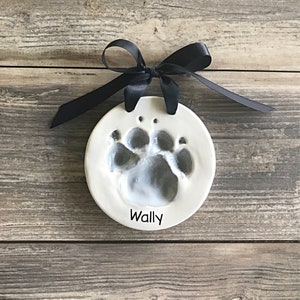 Ceramic Paw Print Ornament Personalized - Dog Memorial Keepsake - Paw Print Memorial - Pet Imprint Kit - Clay Paw Print Kit - Custom Dog Paw