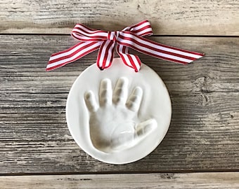 Baby Handprint Custom Ceramic Ornament - Baby Footprint - Newborn Ornament - Handprint Art - Baby's First Christmas - Ceramic Ornament Kit