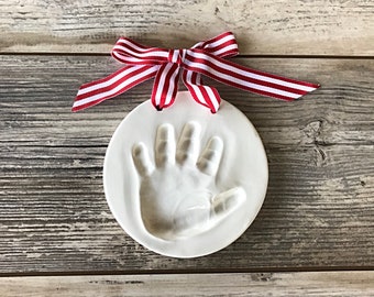 Baby Handprint Custom Ceramic Ornament - Baby Footprint - Newborn Ornament - Handprint Art - Baby's First Christmas - Ceramic Ornament Kit