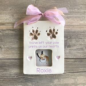 Personalized Ceramic Dog Paw Print Frame: Pet Memorial Gift