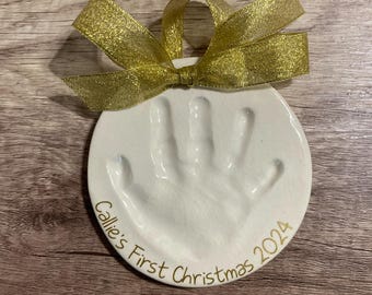 Baby&#39;s First Christmas Handprint Ornament: Custom Ceramic Keepsake