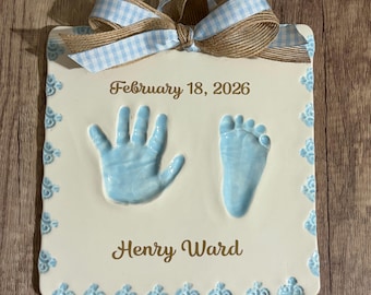 Personalized Baby Handprint Footprint Keepsake Kit: Ceramic Art