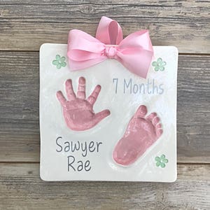 Custom Baby Handprint Footprint Ceramic Keepsake - Newborn Gift