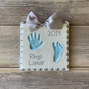 Baby's First Footprint & Handprint Decorative Scallop Dot Border - Personalized - Handprint Kit - Toddler Handprint - Custom Baby Keepsake