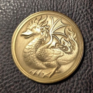 Engraved Brass Coin, Duck-Dragon brass coin, personalized bronze coin, mythical coin, fantasy coin, Keepsake Coin, Challenge Coin