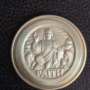 Brass Coin, Engraved Coin, Religious Coin, Faith Engraved Coin, Jesus Christ Coin, Challenge Coin, Token
