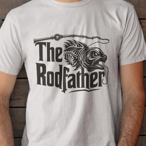 Funny Fishing Shirt for Dad The Rodfather Graphic Tee Father&#39;s Day Gift for Fishermen Humorous Angler T-Shirt Gift for him under 50 Shirt