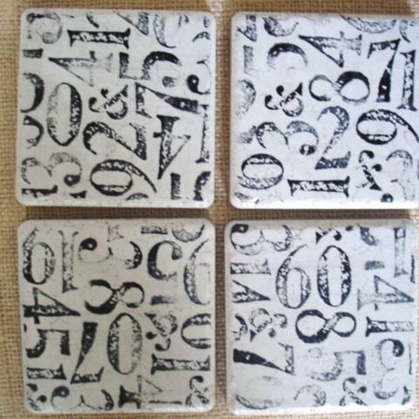 Typography Coasters-Set of 4 (as seen on Etsy's Front Page)