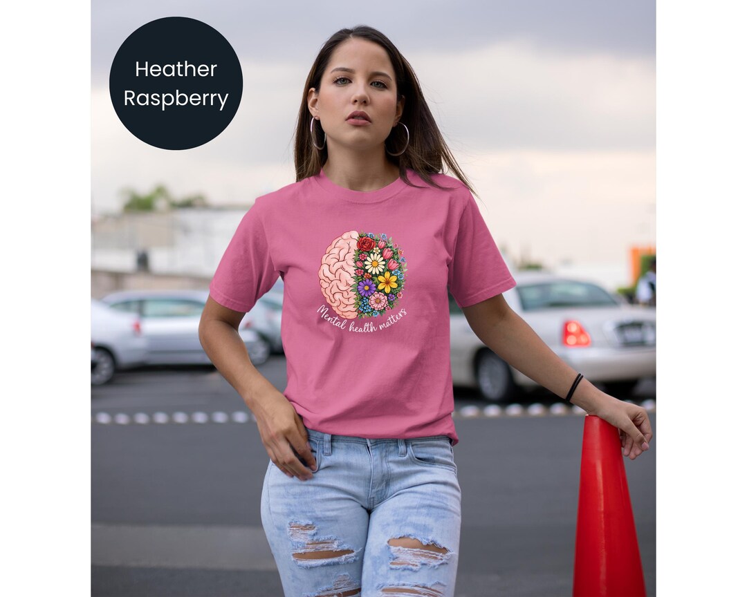 Mental Health Matters Shirt Floral Brain Design Self Care Tee Positive ...