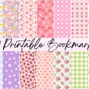 60 marcapáginas imprimibles con diseños adorables / Marcapáginas con estética coqueta / Marcapáginas con flores y lazos en tonos pastel / Paquete de marcapáginas digitales / PDF de 2x6 pulgadas