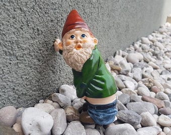 Plassende tuinkabouter - grappig harsgazonornament, weerbestendig buitendecor, hilarisch cadeau-idee