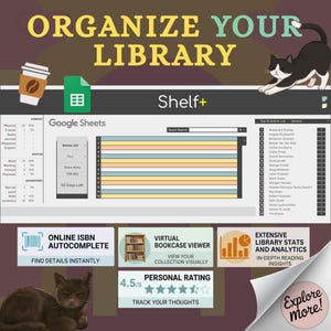 Google Sheets Library Tracker – ISBN Autocomplete, Virtual Bookcase Viewer (Digital Download)