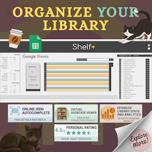 Google Sheets Library Tracker – ISBN Autocomplete, Virtual Bookcase Viewer (Digital Download)